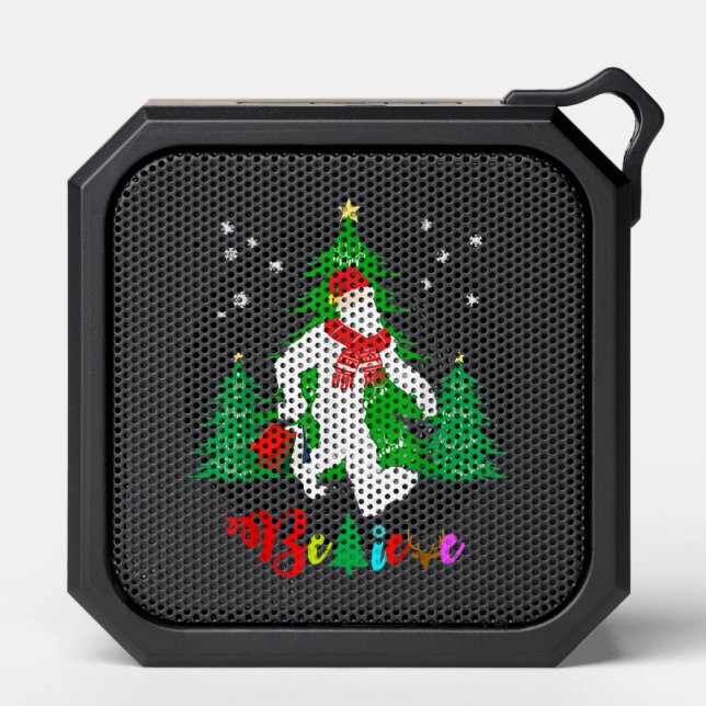 Bigfoot Yeti Sasquatch Christmas Believe Christmas Bluetooth Speaker (Front)
