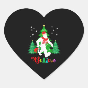 Bigfoot Yeti Sasquatch Christmas Believe Christmas Heart Sticker