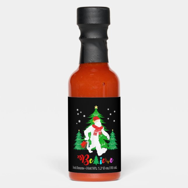 Bigfoot Yeti Sasquatch Christmas Believe Christmas Hot Sauces (Front)