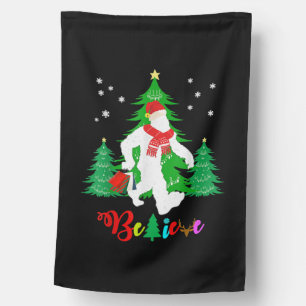 Bigfoot Yeti Sasquatch Christmas Believe Christmas House Flag