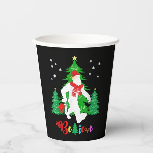 Bigfoot Yeti Sasquatch Christmas Believe Christmas Paper Cups