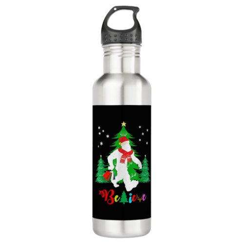 Bigfoot Yeti Sasquatch Christmas Believe Christmas Stainless Steel Water Bottle