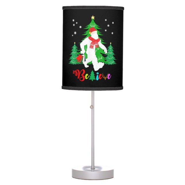 Bigfoot Yeti Sasquatch Christmas Believe Christmas Table Lamp (Front)