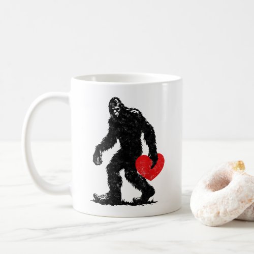 Bigfoot Yeti Sasquatch Heart V_Day Valentines Day Coffee Mug