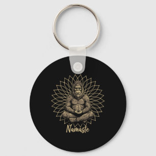 Bigfoot Yoga Namaste Meditating Zen Design  Keychain