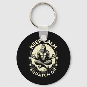 Bigfoot Yoga Pose Funny Sasquatch Keep Calm Squatc Keychain