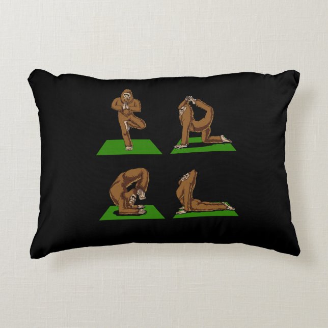 Bigfoot Zen Yoga Poses Funny Fantasy Accent Pillow (Front)