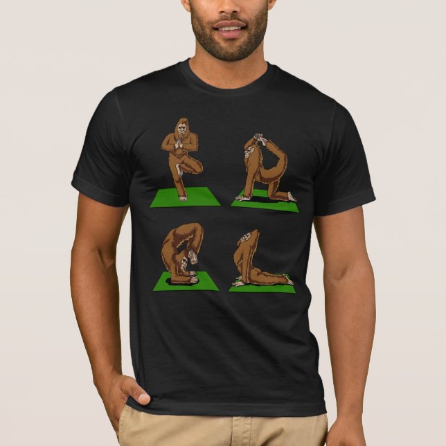 Bigfoot Zen Yoga Poses Funny Fantasy T-Shirt (Front)
