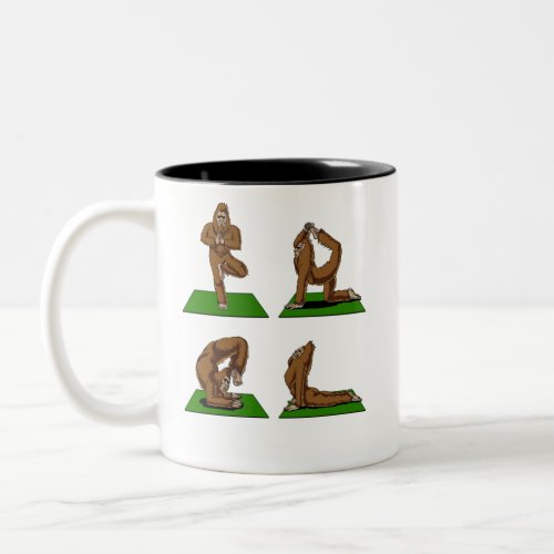 Bigfoot Zen Yoga Poses Funny Fantasy Two_Tone Coffee Mug