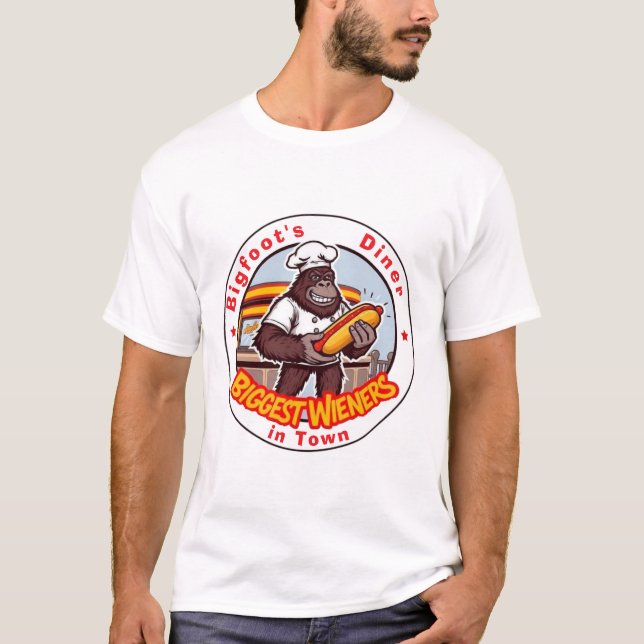Bigfoot's Diner Biggest Wieners In Town T-Shirt (Front)