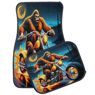 Bigfoot's Flaming Forest Escape Car Floor Mat