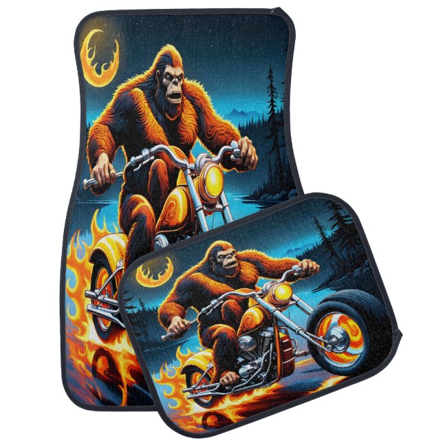 Bigfoot's Flaming Forest Escape Car Floor Mat (Set)