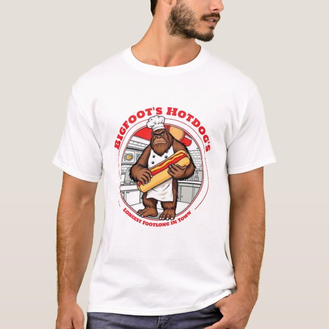 Bigfoot's Hotdog's Longest Footlong In town T-Shirt (Front)