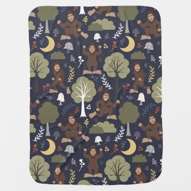 Bigfoot's Midnight Forest Adventure Baby Blanket (Front)