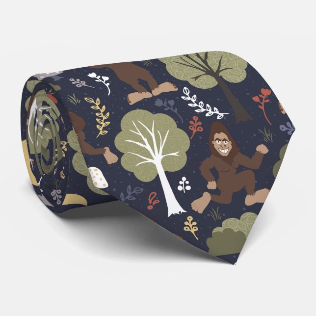 Bigfoot's Midnight Forest Adventure Neck Tie (Rolled)