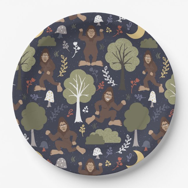Bigfoot's Midnight Forest Adventure Paper Plates (Front)