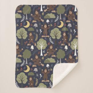 Bigfoot's Midnight Forest Adventure Sherpa Blanket
