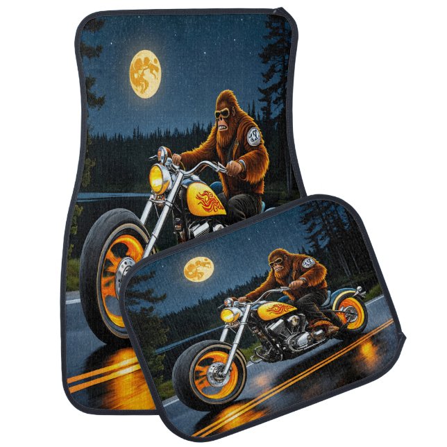 Bigfoot's Moonlit Motorbike Adventure Car Floor Mat (Set)