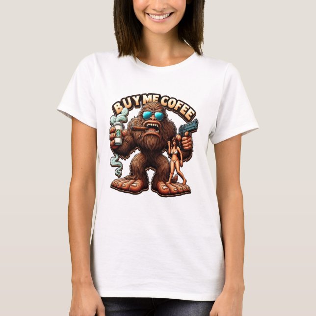 Bigfoots Morning Brew Buy Me A Coffee T-Shirt (Front)