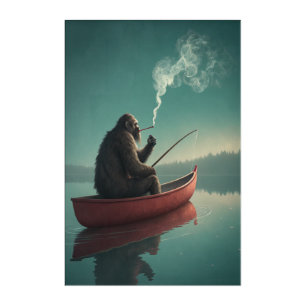 Bigfoot's Serene Fishing Retreat: Mystical Lake  Acrylic Print