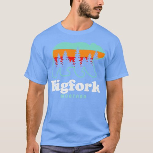 Bigfork Montana Bear Retro Sunset T_Shirt