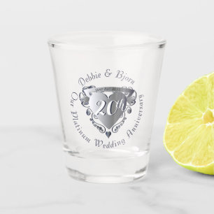 Bigger 10th,20th,25th Wedding Anniversary Heart Shot Glass