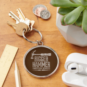 Bigger Hammer Handyman Services White Gfx Brown BG Keychain