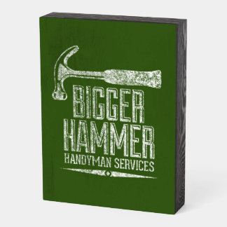Bigger Hammer Handyman Services White Green Wooden Box Sign