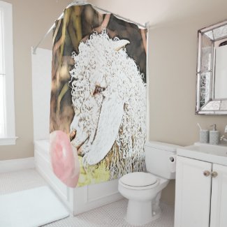 Bigger than Life Baby Angora Goat with Bubblegum Shower Curtain