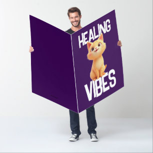 BIGGEST CAT GET WELL HEALING VIBES GREETING CARD