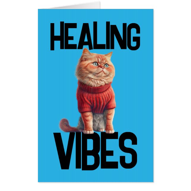 BIGGEST CAT GET WELL HEALING VIBES greeting card (Front)