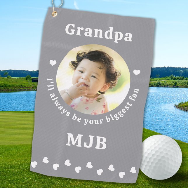 Biggest Fan - GRANDPA - Personalized Photo Golfer Golf Towel (Creator Uploaded)