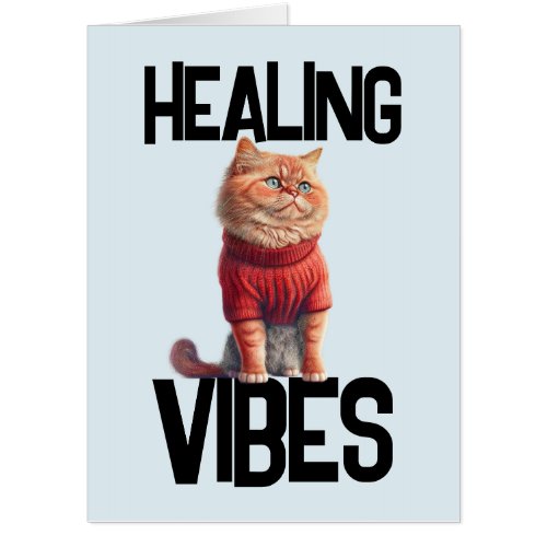 BIGGEST GIANT CAT GET WELL HEALING VIBES CARD