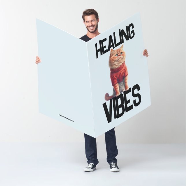 BIGGEST GIANT CAT GET WELL HEALING VIBES CARD (In Situ)