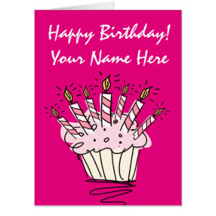 Biggest oversized Birthday card with pink cupcake