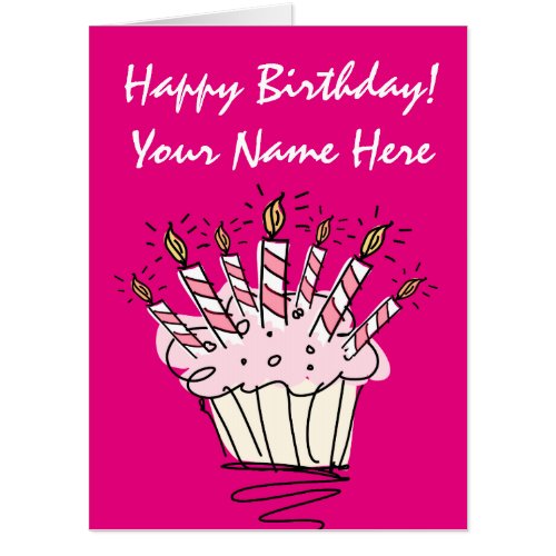 Biggest oversized Birthday card with pink cupcake