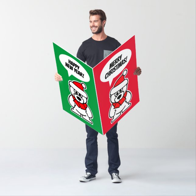 Biggest oversized Christmas card cute bear cartoon (In Situ)