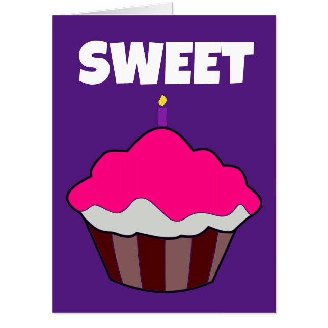 BIGGEST PINK CUPCAKE SWEET GREETING BIG CARD (Front)