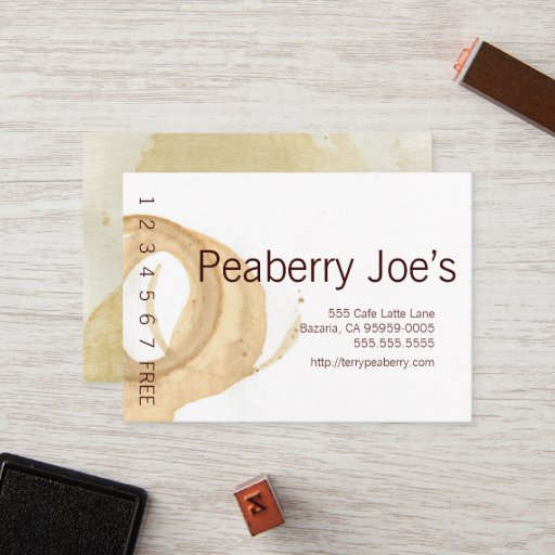 Customizable Coffee Cup Stain Punchcard Business Card