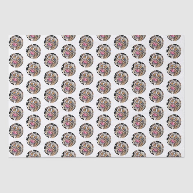 Biggie the Bulldog Circles Animal Gram Tissue Paper (Front)