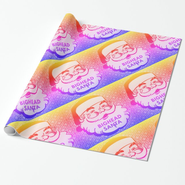 BIGHEAD SANTA - Rainbow Gift Wrap (Unrolled)