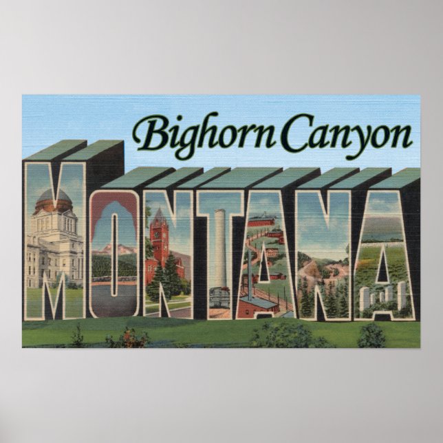 Bighorn Canyon, Montana - Large Letter Scenes Poster (Front)