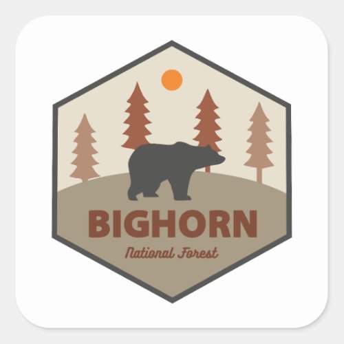 Bighorn National Forest Wyoming Bear Square Sticker