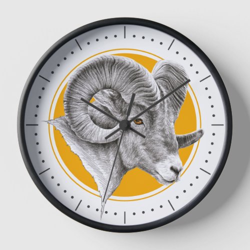 Bighorn Ram Animal art Aries Zodiac sign Astrology Clock
