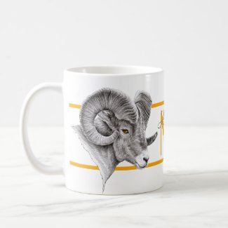 Bighorn Ram Animal art Aries Zodiac sign Monogram