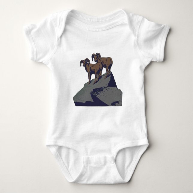 Bighorn Sheep American West Wildlife Baby Bodysuit (Front)