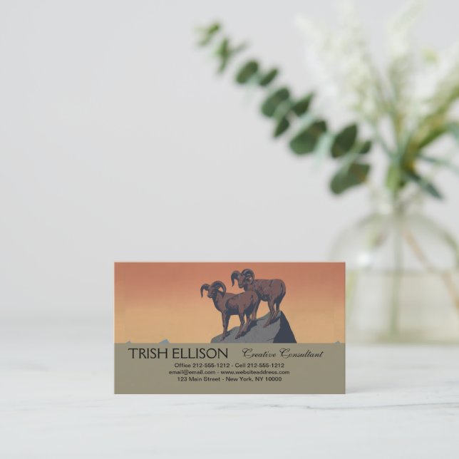Bighorn Sheep American West Wildlife Business Card (Standing Front)