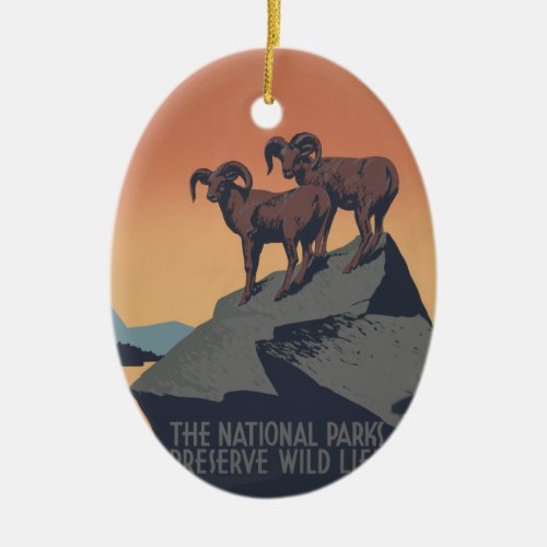 Bighorn Sheep American West Wildlife Ceramic Ornament