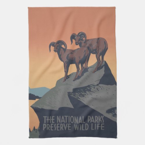 Bighorn Sheep American West Wildlife Kitchen Towel