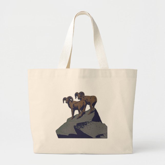 Bighorn Sheep American West Wildlife Large Tote Bag (Front)
